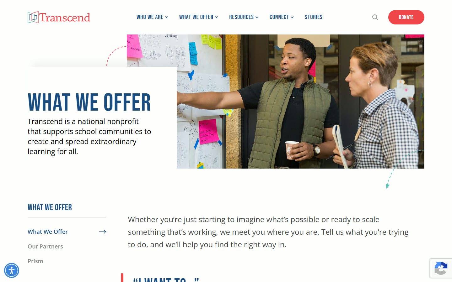 Transcend’s public site. My work was the internal AI platform, not this marketing site.